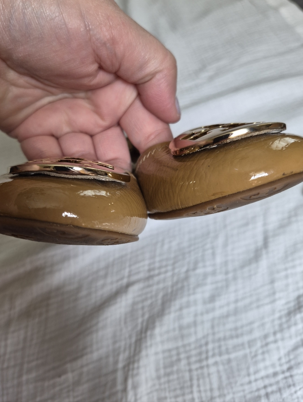 Tory Burch Reva Ballet Flats, Tan Patent  Leather, Size 7.5, GUC - Picture 13 of 13